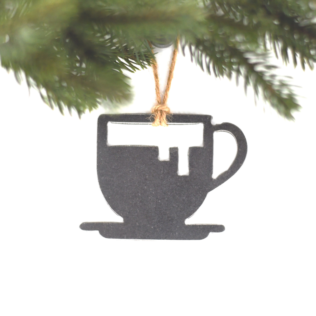 Coffee Cup Steel Christmas Tree Ornament. Keystone Steel Co. KEYSTONE