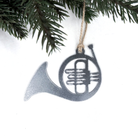 French horn Christmas ornament made from recycled steel