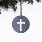 Cross Christmas ornament made from recycled steel