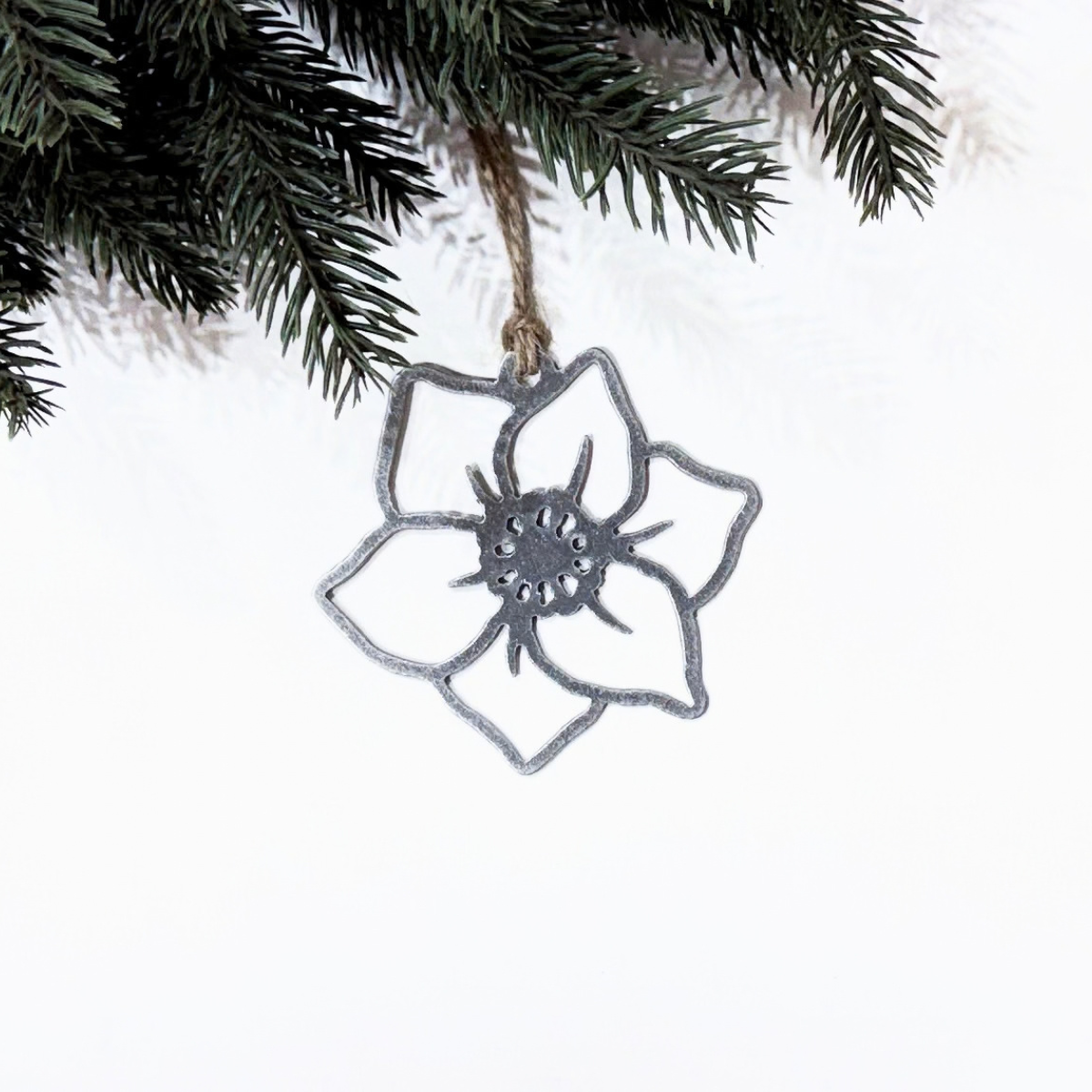 Daffodil Christmas ornament made from recycled steel