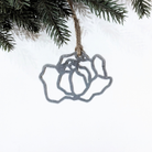 Peony Christmas ornament made from recycled steel