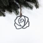 Rose Christmas ornament made from recycled steel