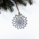 Sunflower Christmas ornament made from recycled steel