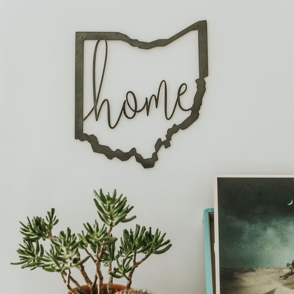Ohio "Home" Script Steel Wall Sign. Keystone Steel Co. – KEYSTONE STEEL CO.